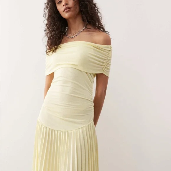 NWT Lioness Field of Dreams Off Shoulder Drop Waist Pleated Maxi Dress S/M - Picture 3 of 6